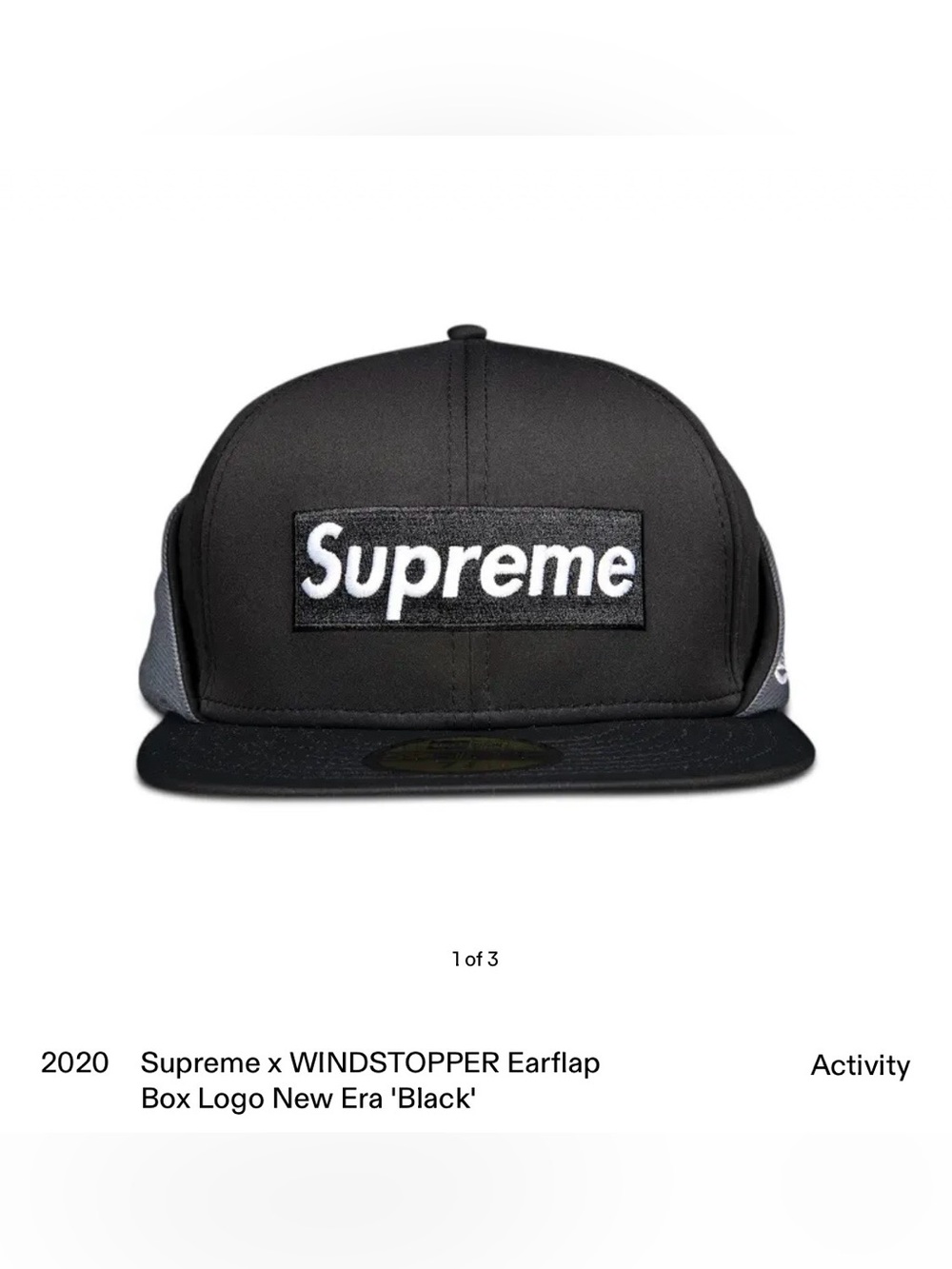 Supreme FW20 Black GORETEX WINDSTOPPER Earflap Box Logo New Era Fitted Cap 7 1/2 - Picture 2 of 12